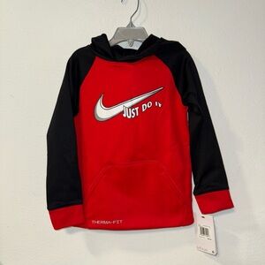 Nike Graphic Hoodie Boy's Size 4 Red Black Hooded Sweatshirt New with Tags